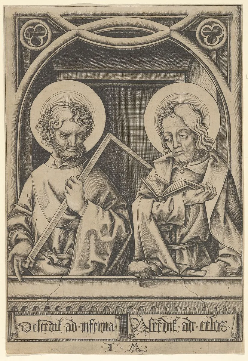 Saints Thomas and James the Lesser, from The Apostles — Israhel van Meckenem