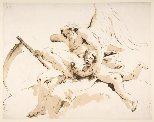 Time Seated, Clutching a Putto