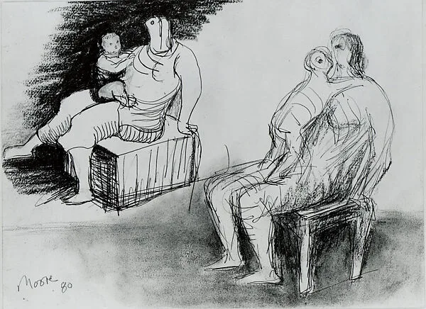 Two Mothers with Children — Henry Moore