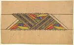 Horizontal Frieze with Triangles Formed by Various Geometric Shapes Between Diagonals Bands of Gold and Gray — Anonymous, French, 20th century