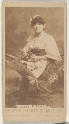 Lizzie Duval, from the Actors and Actresses series (N45, Type 1) for Virginia Brights Cigarettes