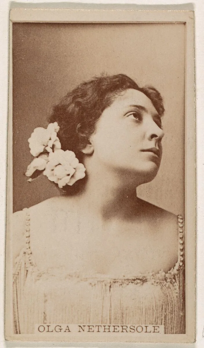 Olga Nethersole, from the Actresses series (N245) issued by Kinney Brothers to promote Sweet Caporal Cigarettes — Kinney Brothers Tobacco Company