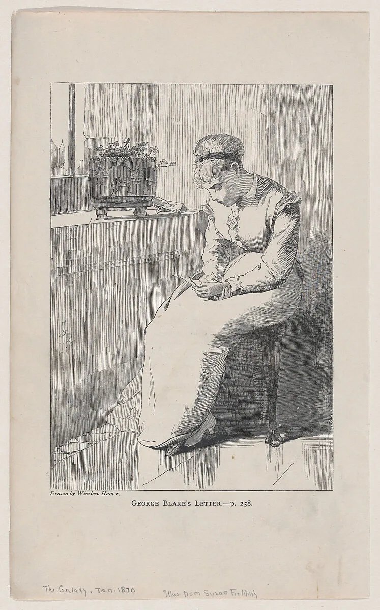 George Blake's Letter (The Galaxy, An Illustrated Magazine of Entertaining Reading, Vol. IX) — Winslow Homer
