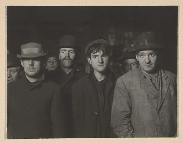 Midnight at the Bowery Mission Bread Line — Lewis Hine
