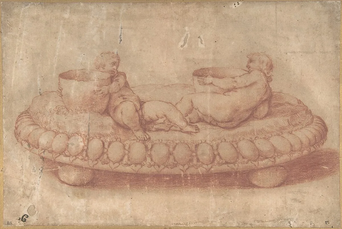 Design for a Saltcellar with Putti — Anonymous, Italian, 16th century