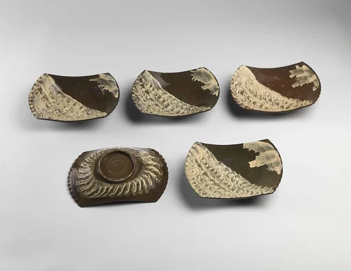 現川波文舟形皿　五客|Five Dishes with Wave Design