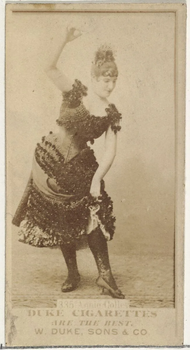 Card Number 335, Annie Colley, from the Actors and Actresses series (N145-7) issued by Duke Sons & Co. to promote Duke Cigarettes — W. Duke, Sons & Co.