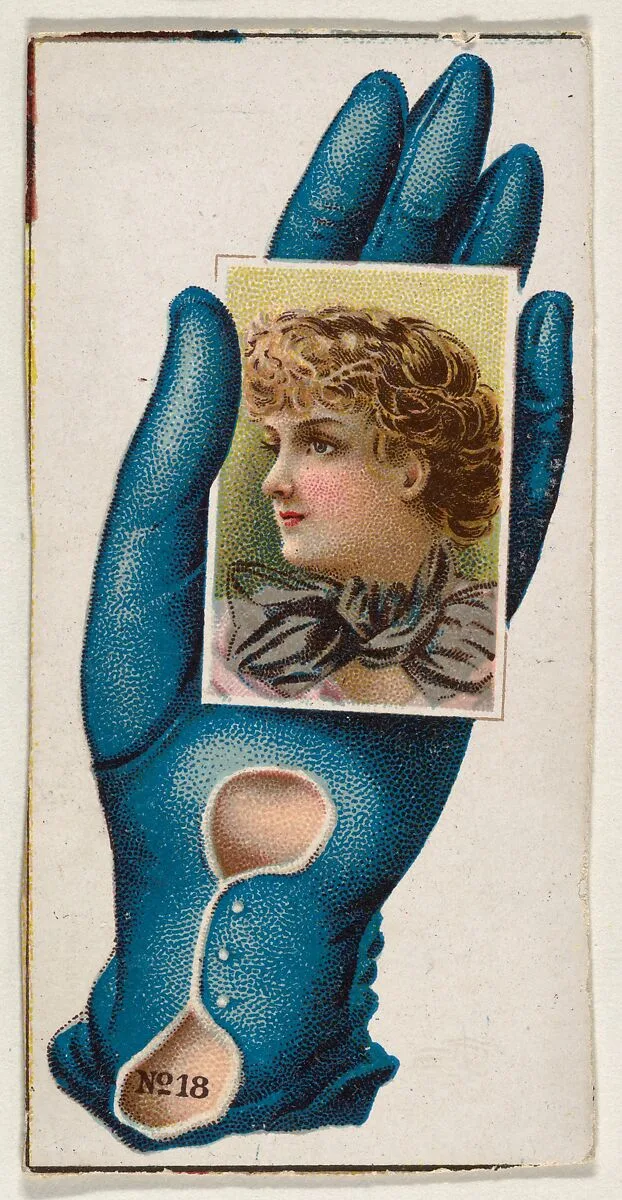 Card Number 18, cut-out from banner advertising the Opera Gloves series (G29) for Allen & Ginter Cigarettes — Allen & Ginter|American Tobacco Company