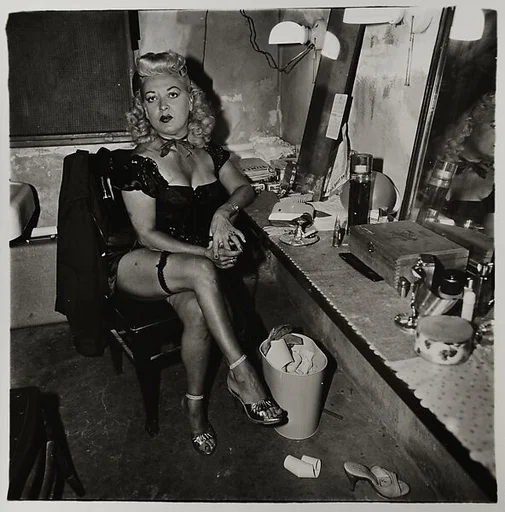 Burlesque comedienne in her dressing room, Atlantic City, N.J.