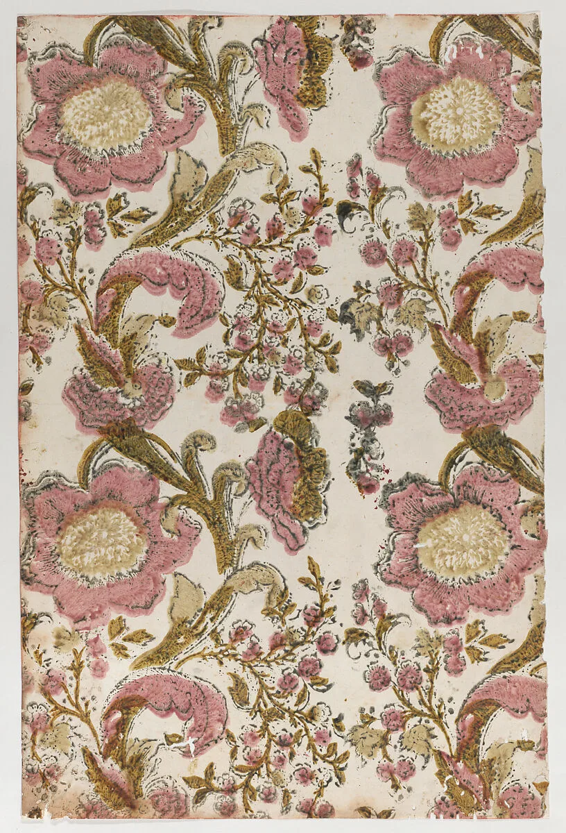 Sheet with overall floral pattern — Anonymous