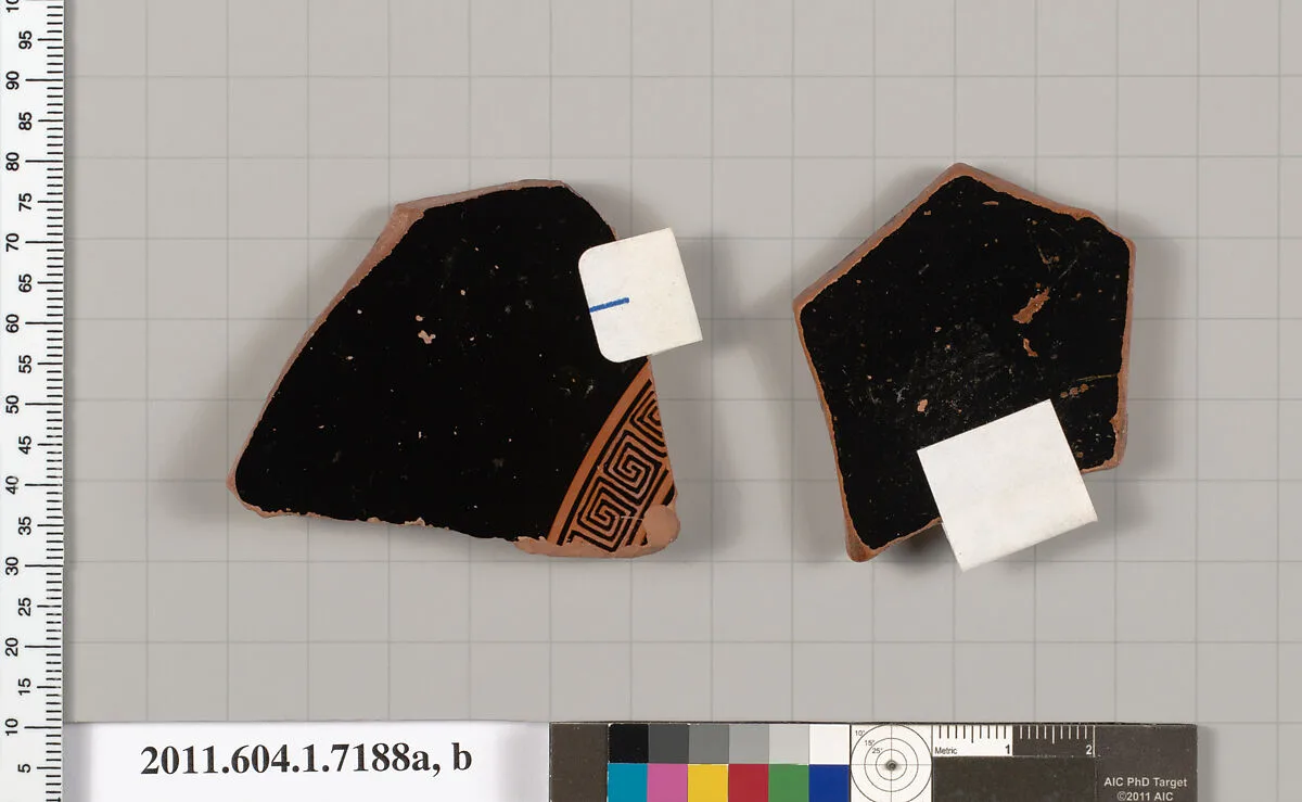 Terracotta fragments of a kylix (drinking cup) — Makron