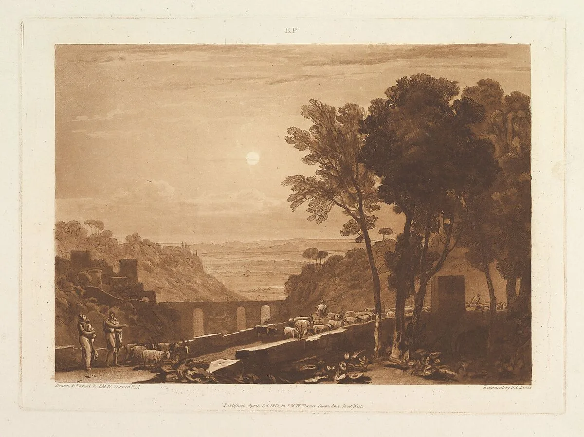 The Bridge and Goats (Liber Studiorum, part IX, plate 43) — Joseph Mallord William Turner|Frederick Christian Lewis, Senior|Joseph Mallord William Turner