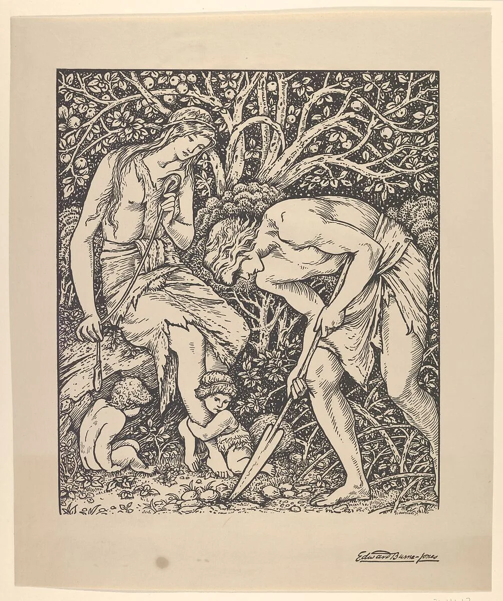 Adam and Eve (Labour: Whan Adam Delved and Eve Span, Who Was Then the Gentleman?) — Sir Edward Burne-Jones|Carl Hentschel
