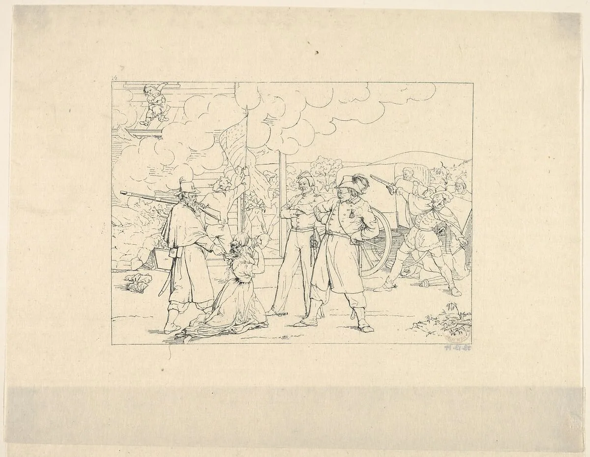 Valiant Men "Dat Fite Mit Siegel" (from Confederate War Etchings) — Adalbert John Volck