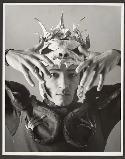 [Dancer in Costume with Animal Skull Headpiece]