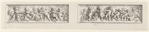 Two Friezes with Playing Putti, from: L'Oeuvre de J. B. Huet (Premier Livre, Sixieme Cahier, pl. 34)