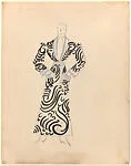 Drawing for a man's theatrical costume–Dressing gown of heavy white silk faille for Bob Hope, for the song 'Gazouka', Ziegfield Follies 1936 — Vincente Minnelli
