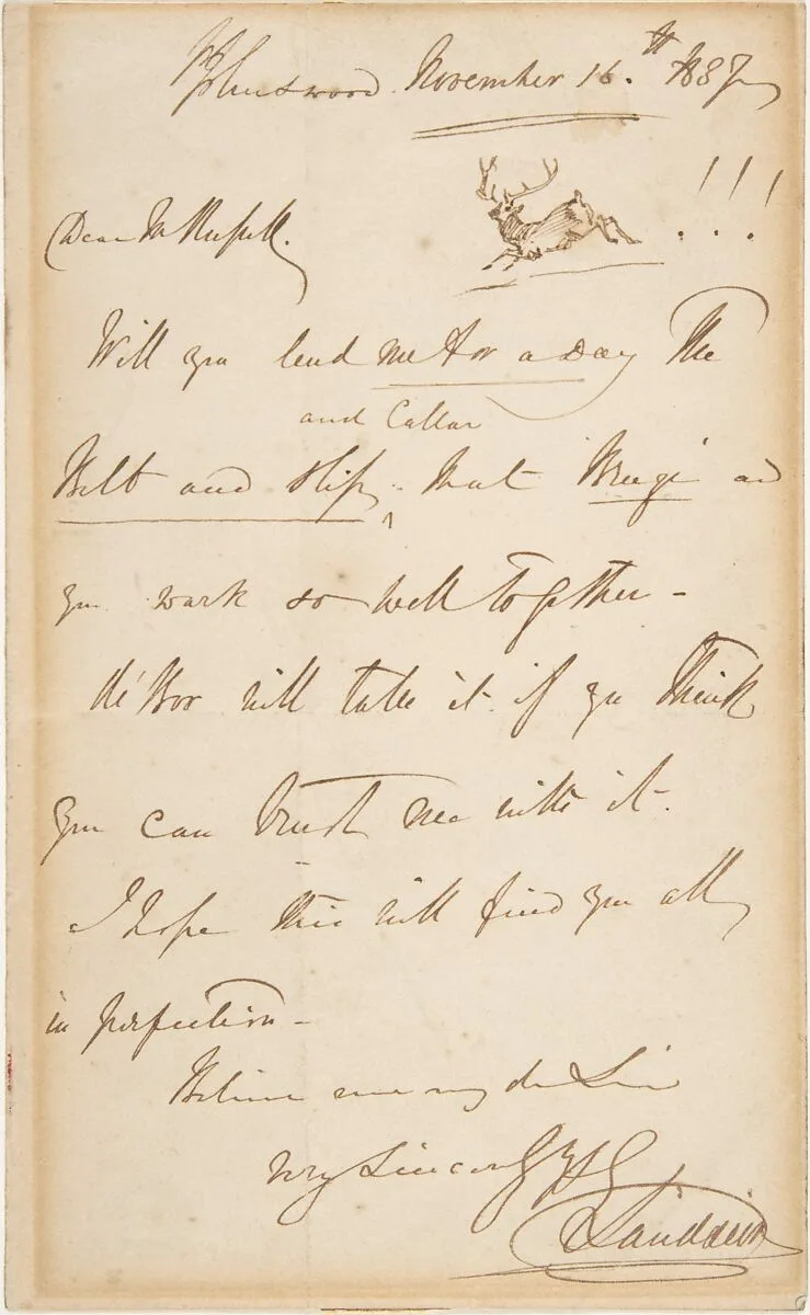 Letter — Sir Edwin Henry Landseer