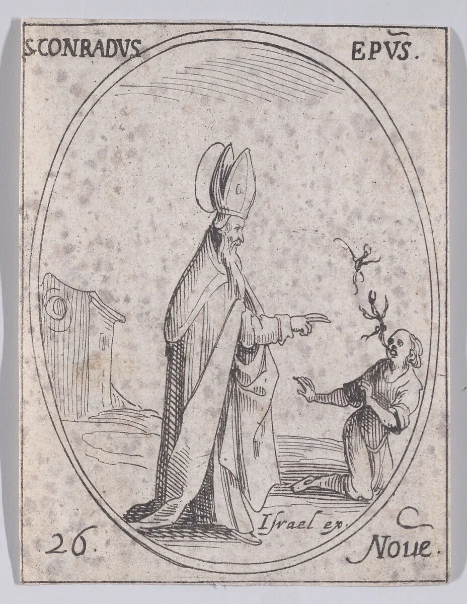 S. Conrad, évêque (St. Conrad, Bishop), November 26th, from "Les Images De Tous Les Saincts et Saintes de L'Année" (Images of All of the Saints and Religious Events of the Year) — Jacques Callot|Israël Henriet