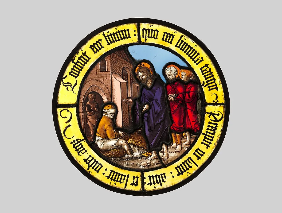 Roundel with Christ Healing the Blind Man — Hirschvogel Workshop|Sebald Beham