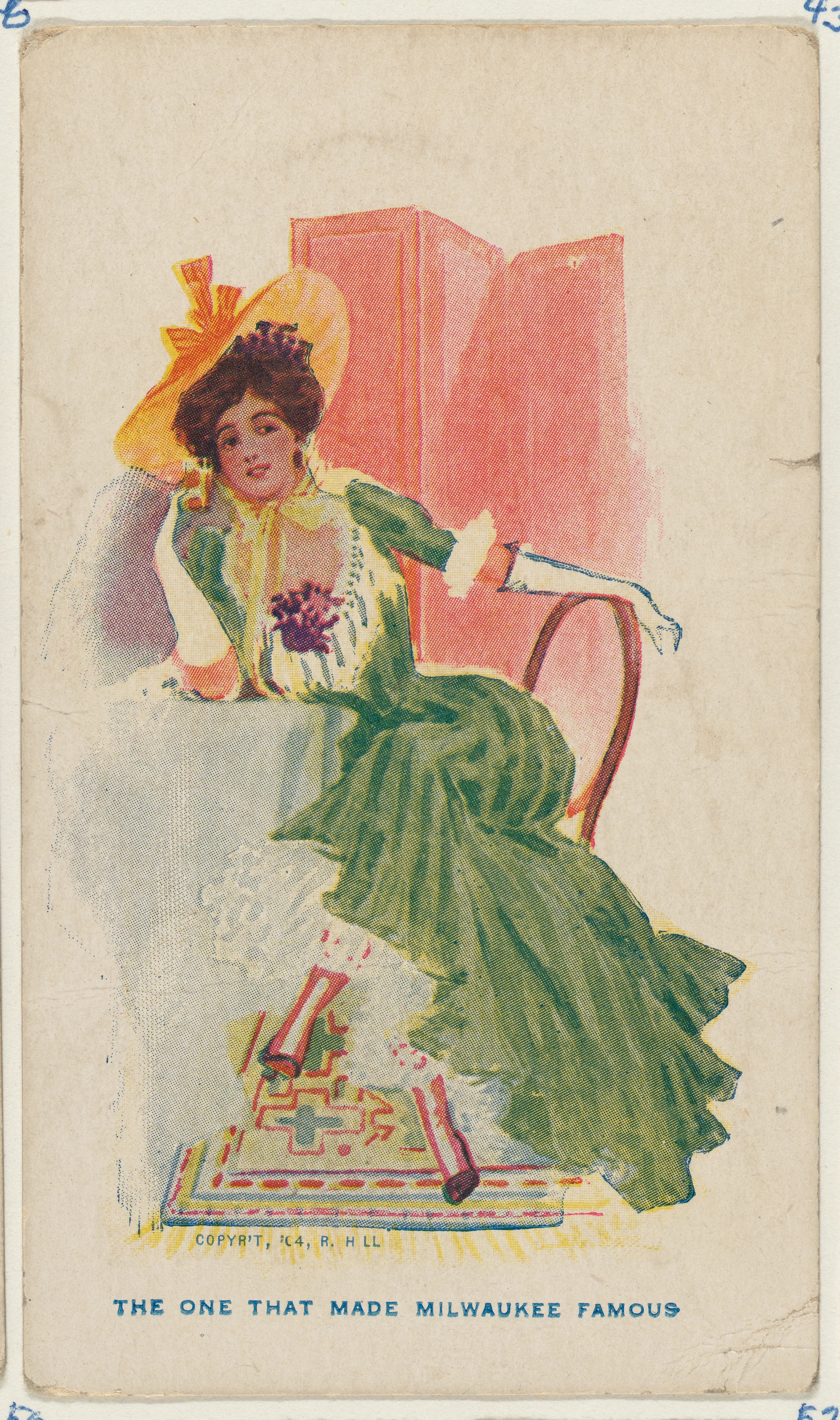 The one that made Milwaukee famous, from the "Girls and Men in Costume" series (T65), issued with Golden Eagle Cigars by I. Lewis & Co. — I. Lewis & Co., Newark, New Jersey