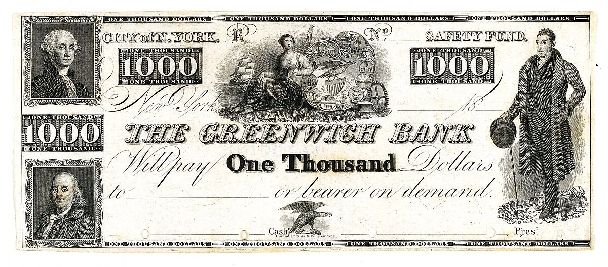 American Bank Notes of various denominations — Durand, Perkins, and Company|Asher Brown Durand