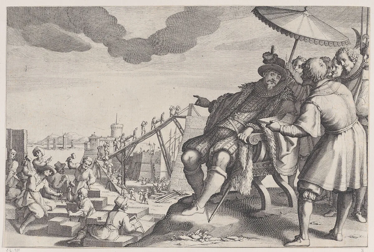 Le Grand Duc Fait Fortifier le Port de Livourne (The Grand Duke Fortifying the Port of Livourne), from La Vie de Ferdinand Ier de Médicis série appelée aussi Les Batailles des Médicis (The Life of Ferdinand I de'Medici also called The Medici Battles) — Jacques Callot|Matteo Rosselli