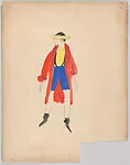 Drawing for a theatrical costume for Beatrice Lillie as a boy in 'At Home Abroad' — Vincente Minnelli