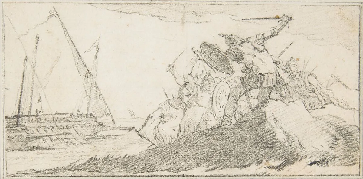 Illustration for a Book: Battle by the Sea Coast — Giovanni Battista Tiepolo