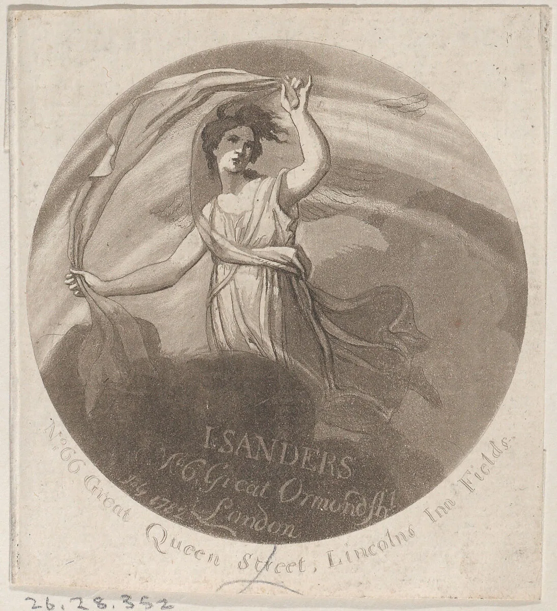 Trade Card for J. Sanders, Printmaker — Anonymous, British, 18th century