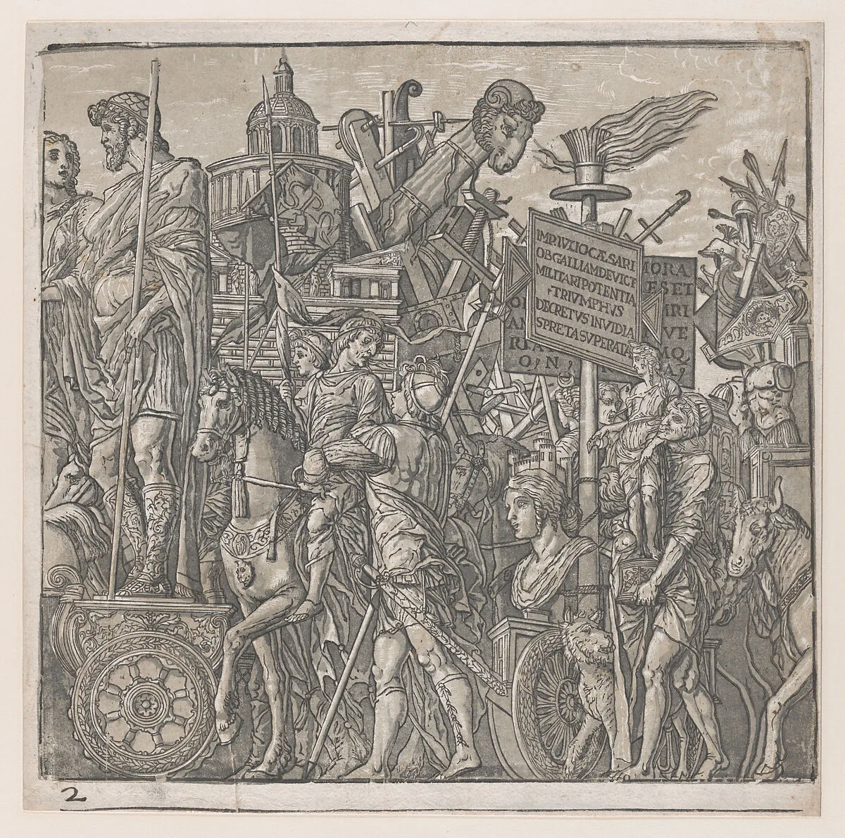 Sheet 2: A Triumphal Chariot, from "The Triumph of Julius Caesar" — Andrea Andreani|Andrea Mantegna|Bernardo Malpizzi