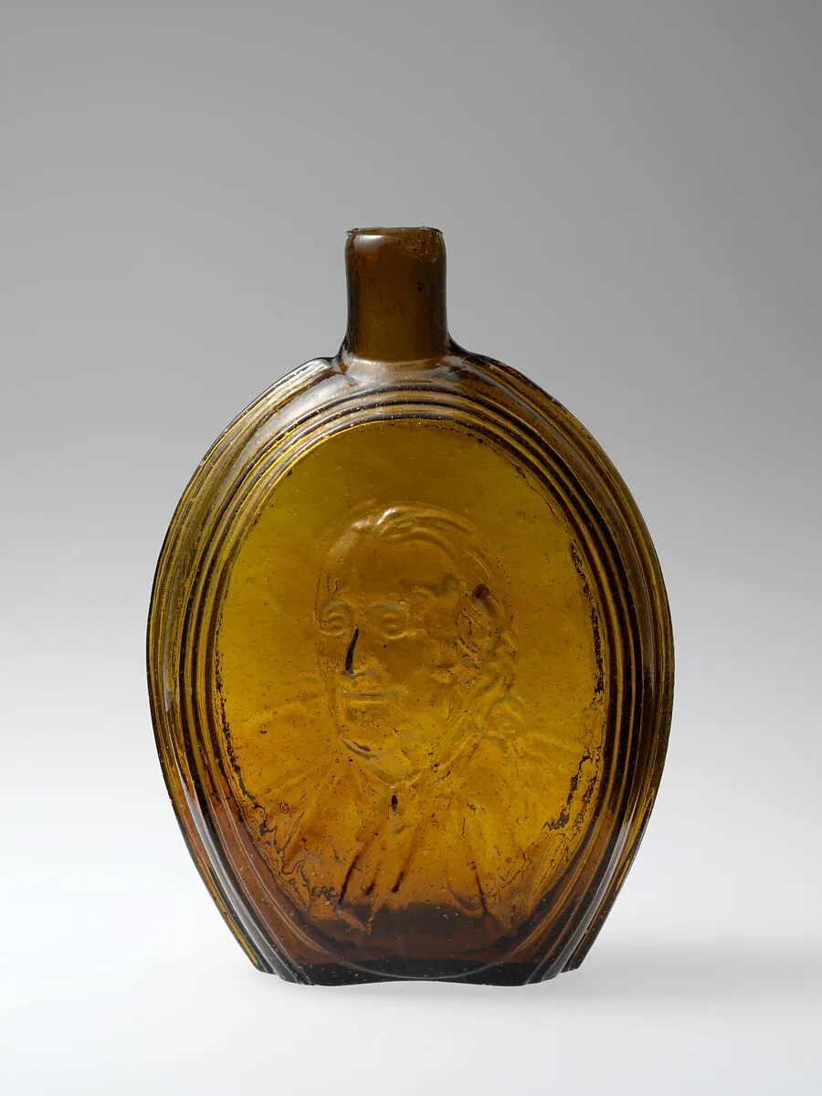 Figured flask — Kensington Glass Works