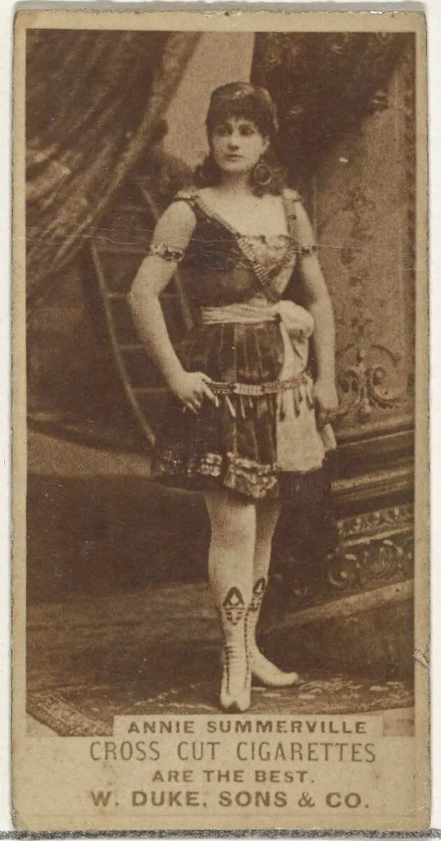 Annie Summerville, from the Actors and Actresses series (N145-3) issued by Duke Sons & Co. to promote Cross Cut Cigarettes — W. Duke, Sons & Co.