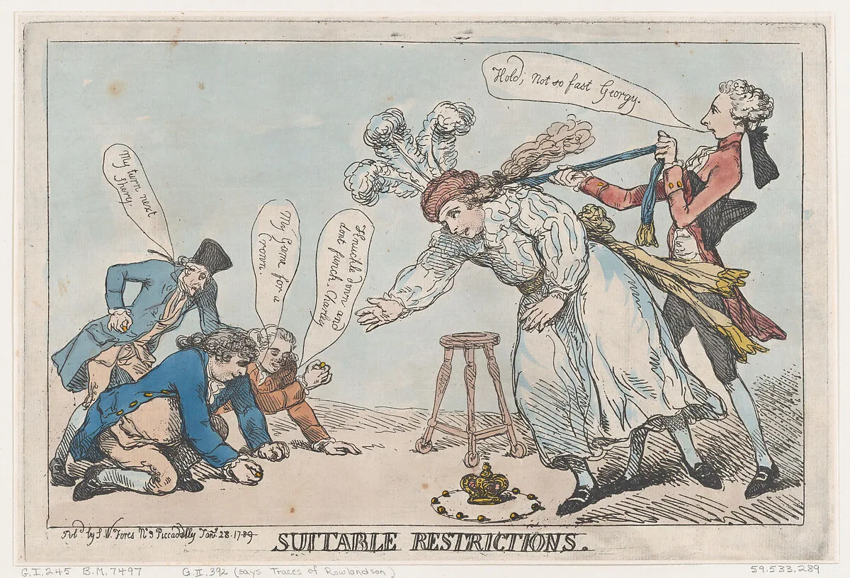 Suitable Restrictions — The Right Honorable Edmund Burke|Charles James Fox|Thomas Rowlandson|George IV, King of Great Britain and Ireland|Richard Brinsley Sheridan|William Pitt
