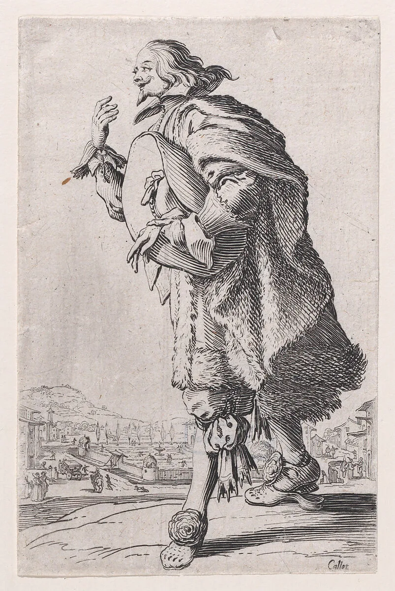 Le Gentilhomme qui Salue Tenant son Feutre Sous le Bras (The Gentleman who Bows Holding his Felt Hat Under his Arm), from La Noblesse (The Nobility) — Jacques Callot
