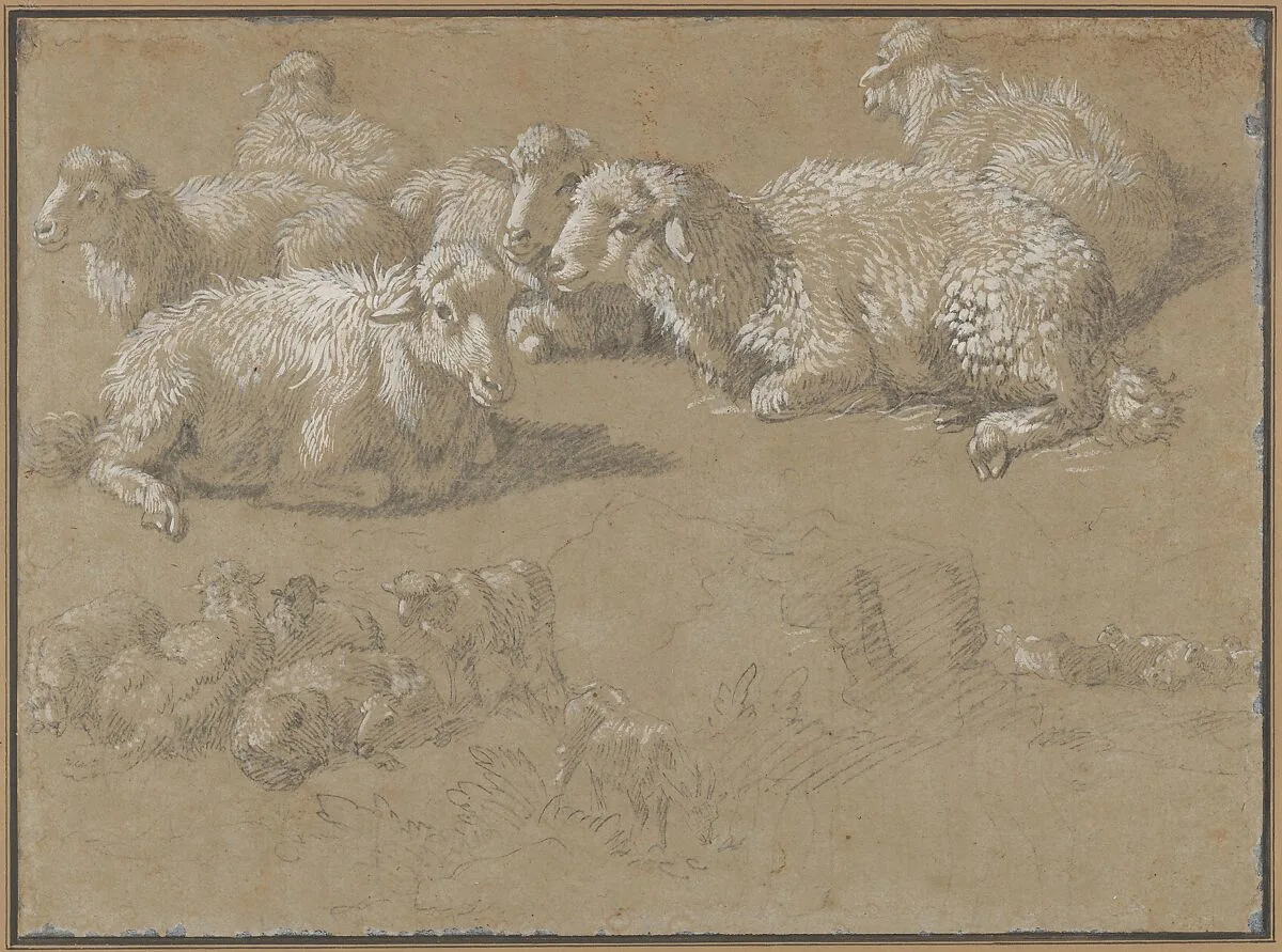 Reclining Sheep in a Landscape — Francesco Londonio