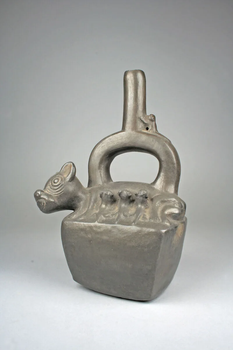 Stirrup Spout Bottle with Animals — Unknown