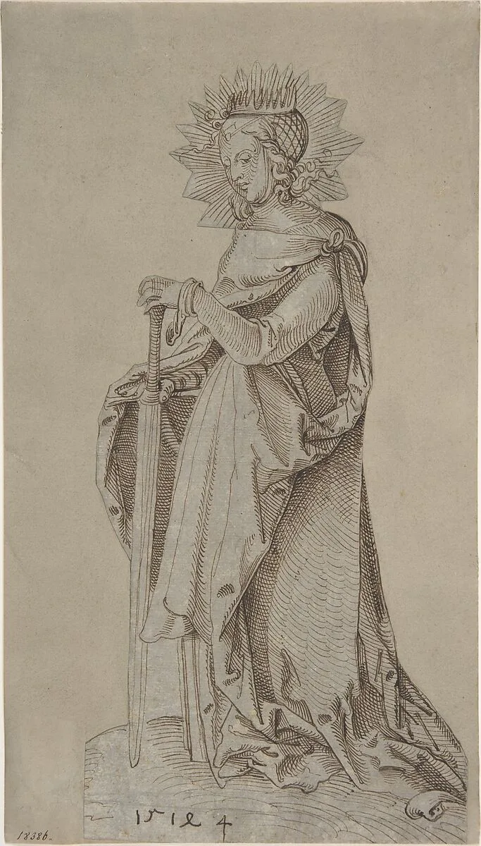 Saint Catherine Leaning on a Sword — Hans Baldung (called Hans Baldung Grien)|Hans Schäufelein