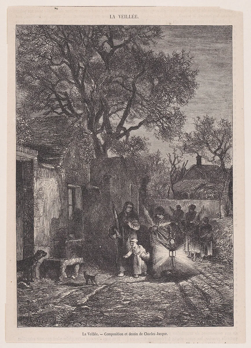 La Veillée; from Magasin Pittoresque — Charles Jacque|François Rouget