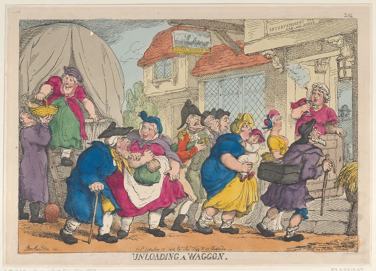 A Doleful Disaster, or Miss Fubby Fatarmin's Wig Caught Fire — Thomas Rowlandson|Thomas Tegg