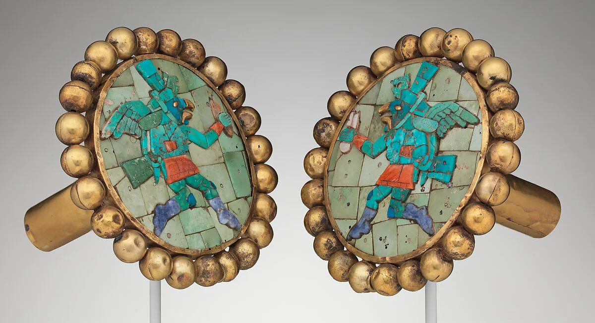 Pair of Ear Ornaments with Winged Runners — Unknown