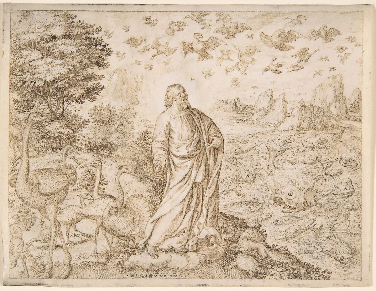 The Creation of the Fish and the Birds — Jan (Johannes) Wierix
