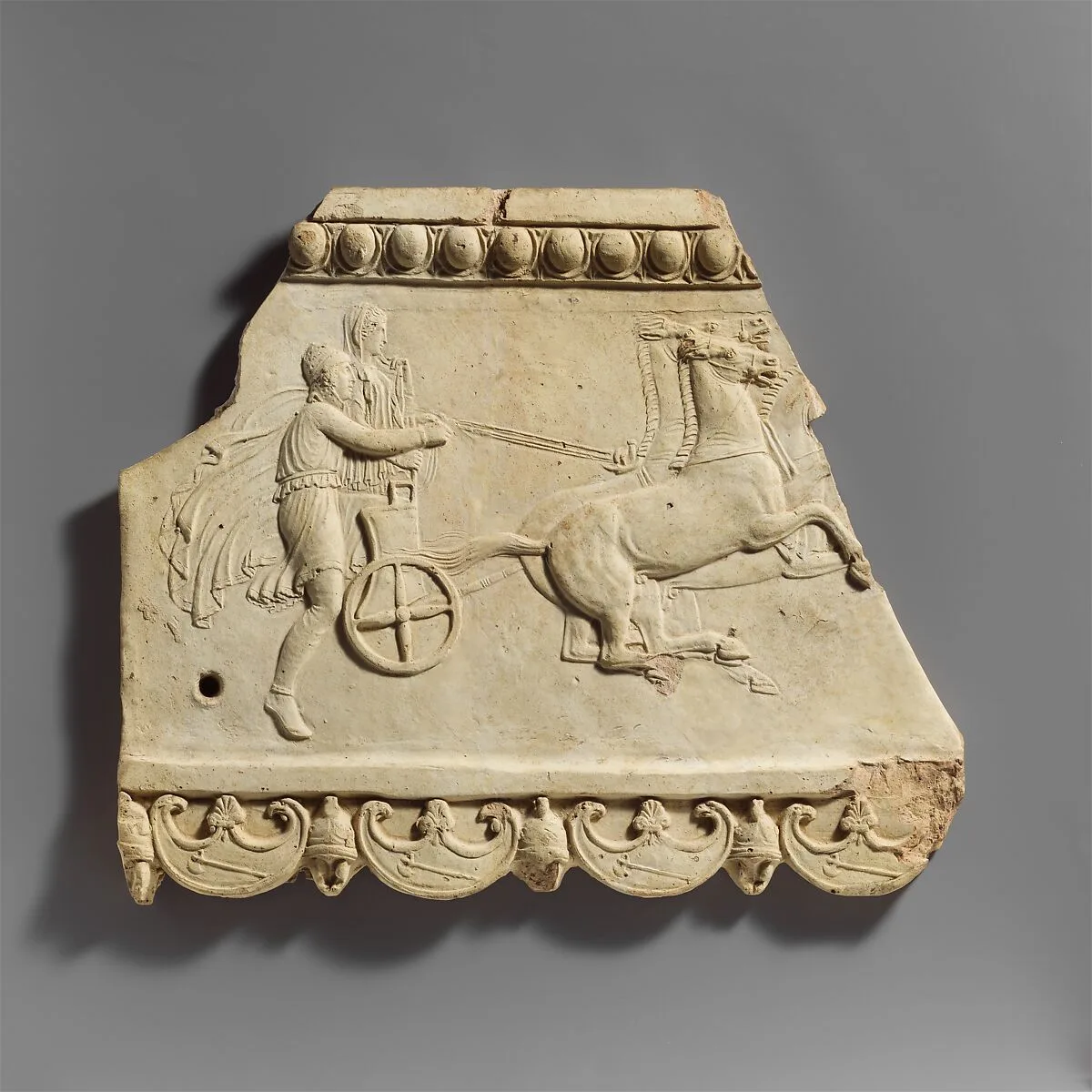 Terracotta plaque with Pelops and Hippodamia — Unknown