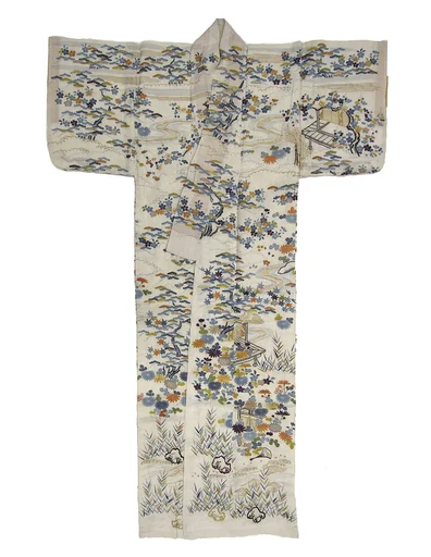 御所解源氏物語模様帷子|Summer Robe (Katabira) with Seasonal Landscapes and Scenes from The Tale of Genji