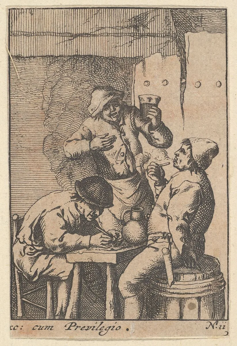 Singer Standing Between Two Smokers — Adriaen van Ostade
