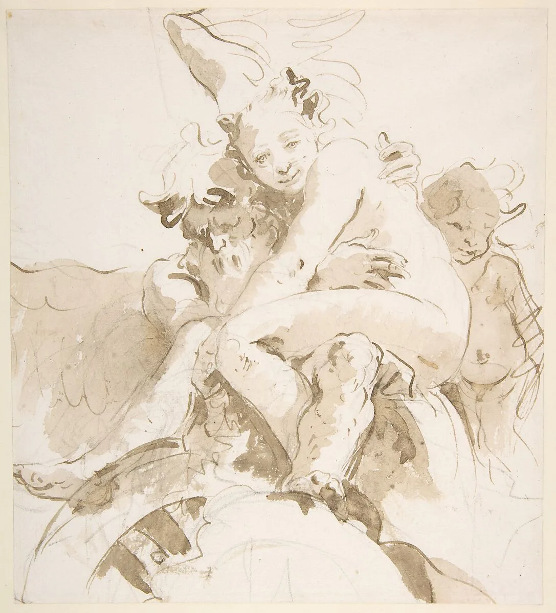 Time Holding a Nude Woman, a Putto at Right — Giovanni Battista Tiepolo