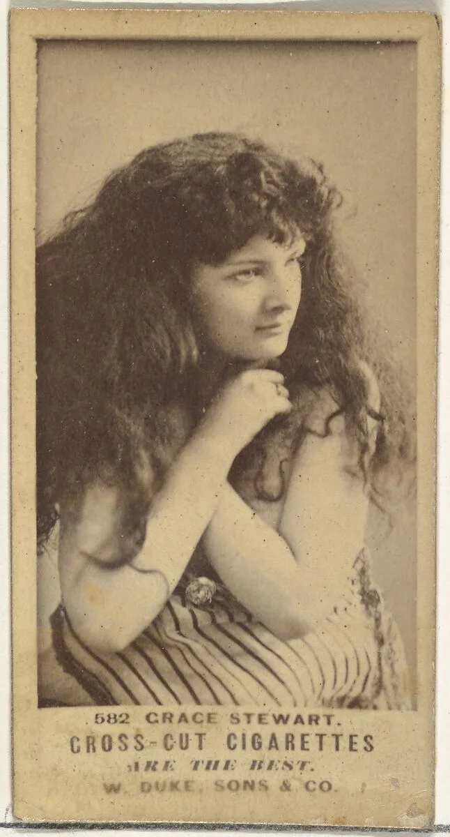 Card Number 582, Grace Stewart, from the Actors and Actresses series (N145-3) issued by Duke Sons & Co. to promote Cross Cut Cigarettes — W. Duke, Sons & Co.