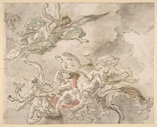 Study for the Fall of Simon Maqus, S. Paolo Maggiare, Naples, 1690