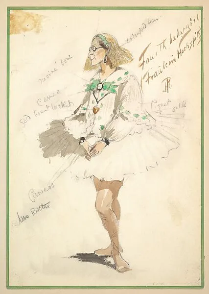 Costume Design for "Fourth Ballet Girl (Fraülein Hochspitz)" (Short White Dress) — Percy Anderson