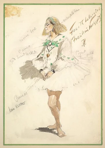 Costume Design for "Fourth Ballet Girl (Fraülein Hochspitz)" (Short White Dress)